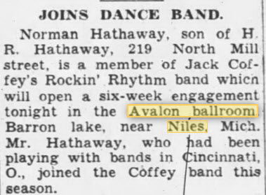 Avalon Ballroom at Barron Lake - 09 Jun 1939 Article (newer photo)